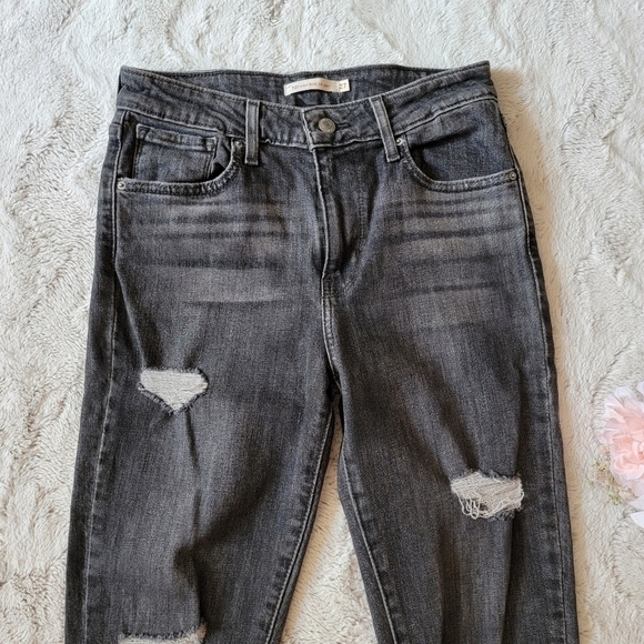Levis 721 High Rise Skinny Gray Distressed Jeans Size W27 L32 - Picture 3 of 16